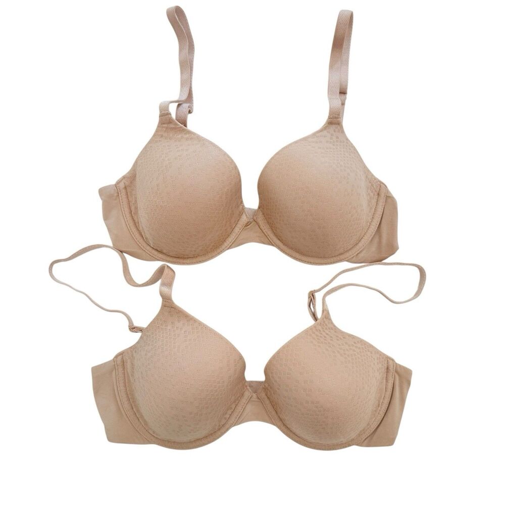 Natori Conform Underwire Full Fit Contour Bra 32C Nude Beige LOT OF 2